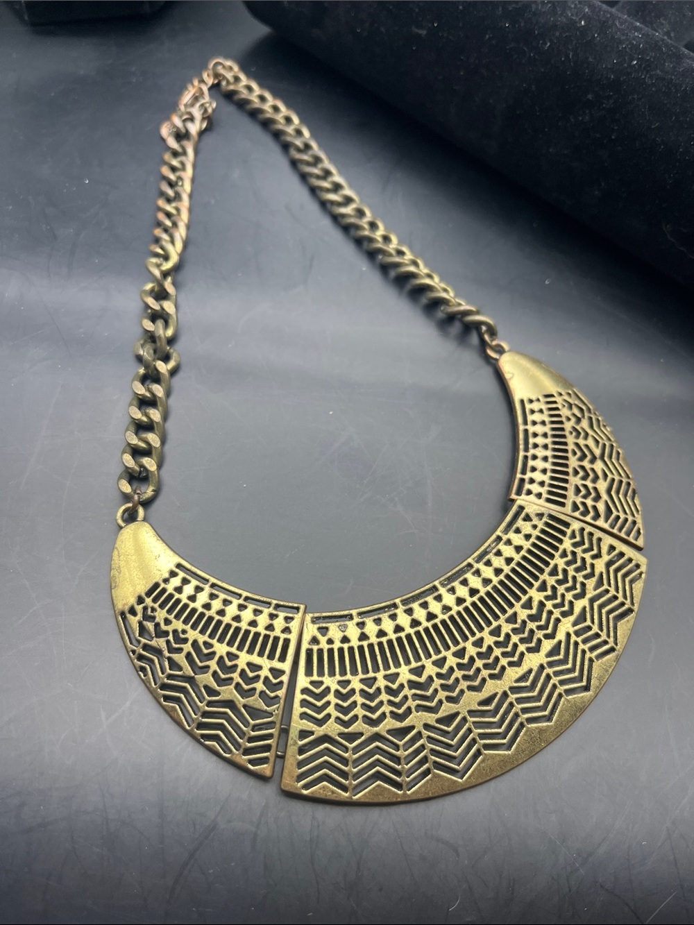 Pull & Bear Boho Etched Crescent Statement Necklace goddess